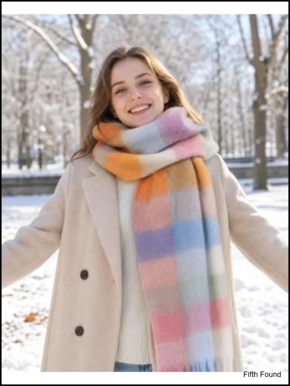 Chunky Blanket Scarf Soft Plush Tassel Winter Warm Oversized